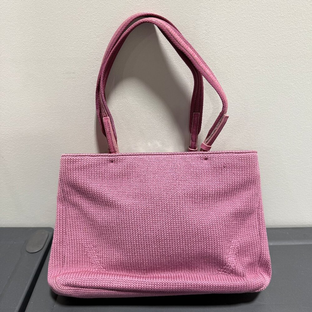 Prada Vintage Pink Woven Wool Tote Bag